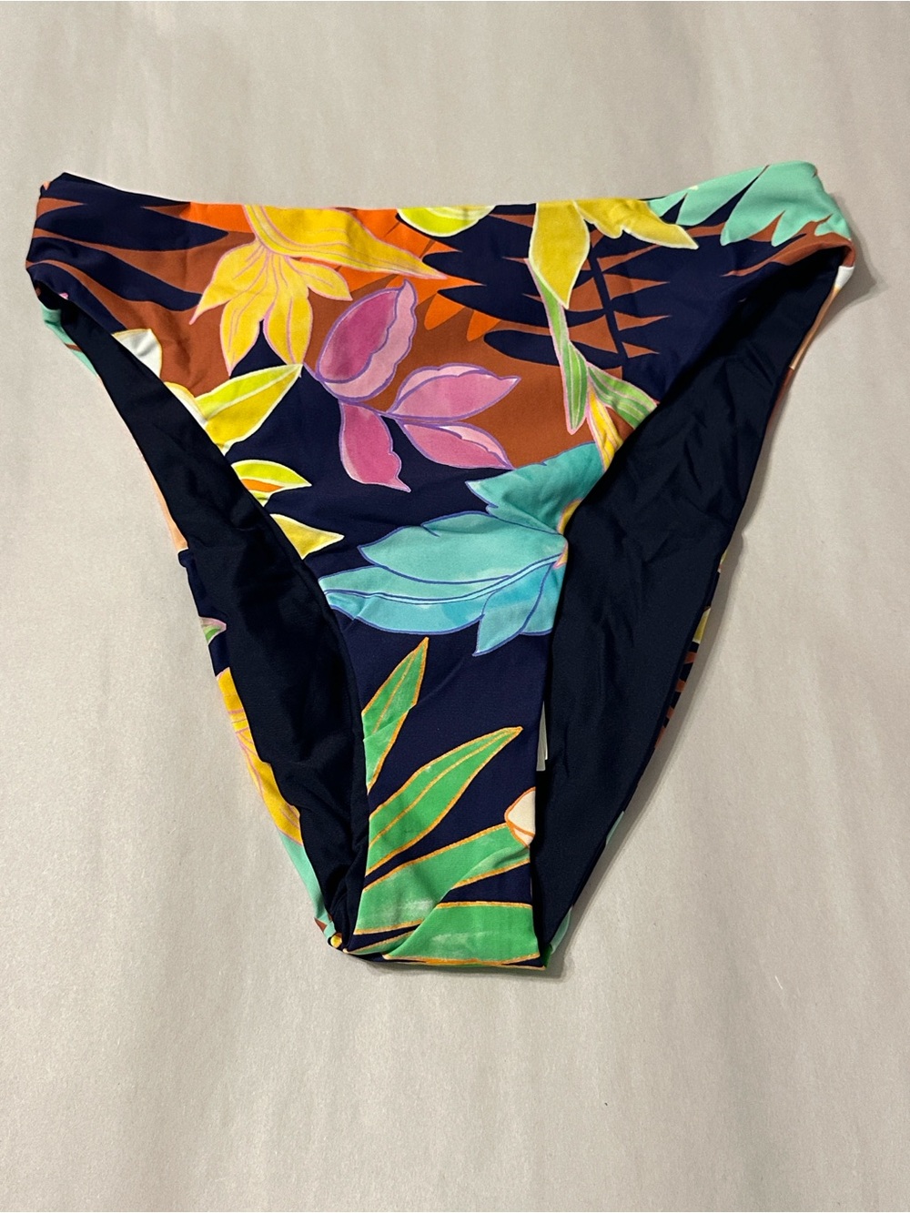 Citrus Reversible Blue & Floral High Waist Bikini Bottoms - NWT - Size XS